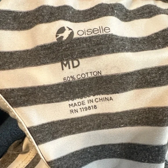 Oiselle sz M Grey and White Striped Tank with Red Bird - Picture 2 of 3